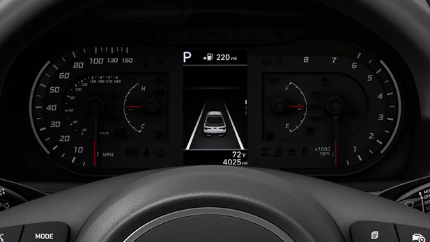 Imagen del dashboard del Santa Cruz visto a través del volante.