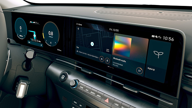 Imagen de la Pantalla Panorámica en el dashboard el KONA Eléctrico